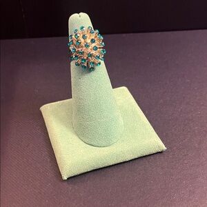 Starburst Blue Crystal Cluster Ring